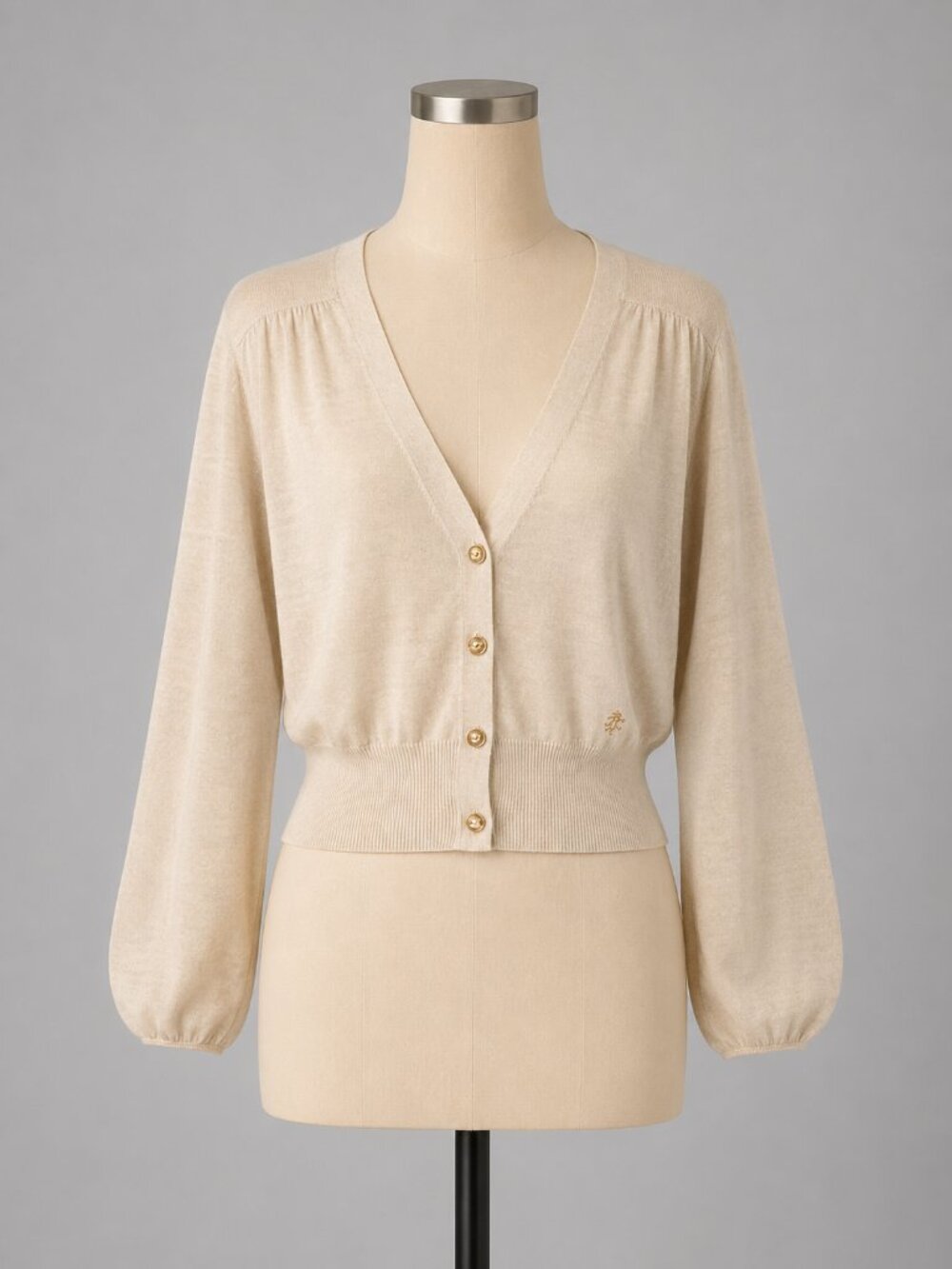 Juicy Couture Cardigan Top LS V-neck Sz XS  Lightweight Gold Buttons Emblem